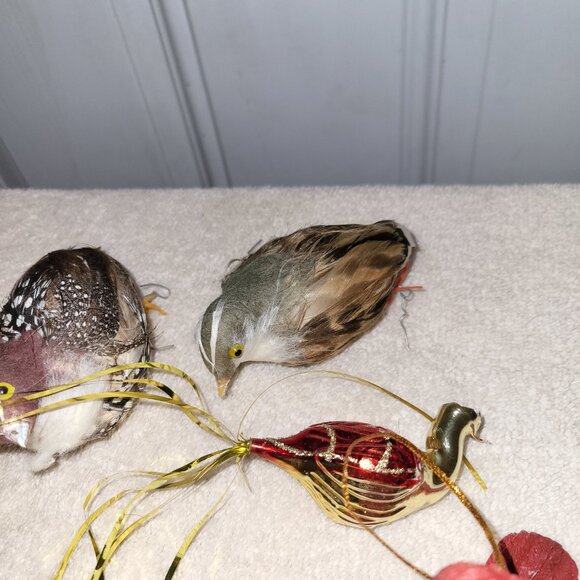 4 Vtg Christmas Ornament Bird Brown Feathers + 2 BONUS BIRDS SEE PICTURES GUC - Picture 4 of 6